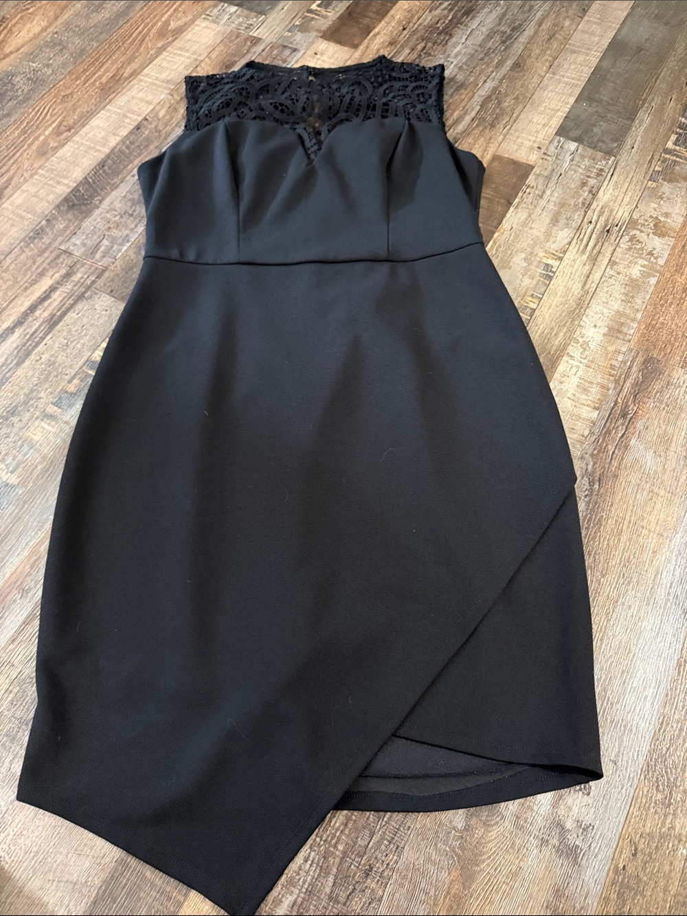 Bisou Bisou Black Lace Yoke Sheath Dress